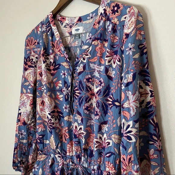 Old Navy Floral Romper Long Sleeve Hidden Button XS Boho Casual Chic - Picture 2 of 11